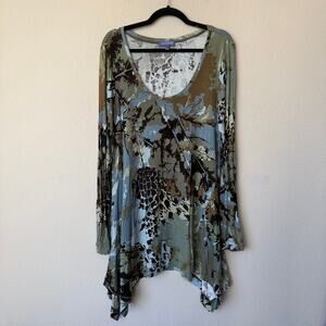 Vintage Y2K Vivienne Tam Abstract Printed Tunic Top Size L